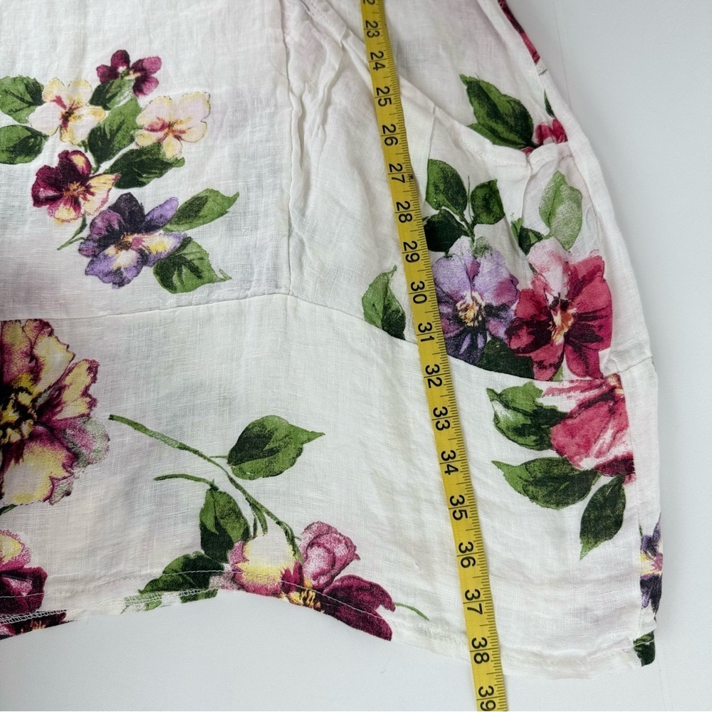 NWT Vasna Italy 100% Linen Floral Tunic Dress White PM - Picture 8 of 12